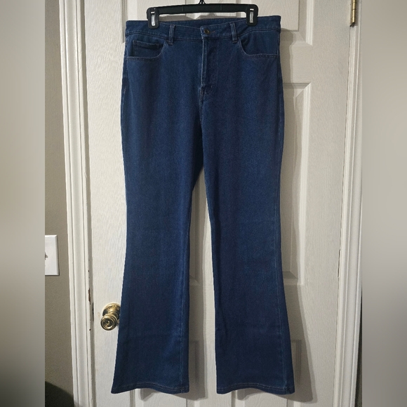 Halara Flex™ Mid-Rise Bootcut Jeans w/ 4-Way Stretch, Dark Wash, Sz Large, EUC! - Picture 2 of 12